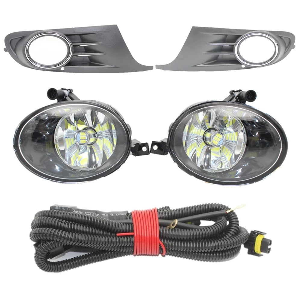 

For Golf 6 A6 MK6 2009 2010 2011 2012 2013 Car-styling Front Led Fog Light Fog Lamp +Grille +Wire Harness Assembly