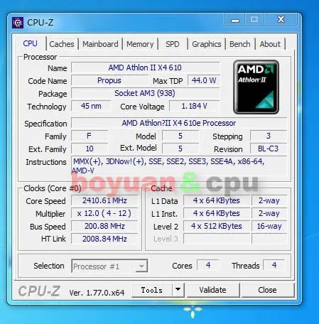 AMD Athlon II X4 610e 2,4 ГГц четырехъядерный процессор AD610EHDK42GM Socket AM3