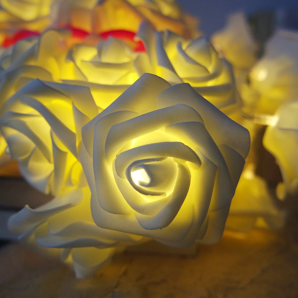 Классическая белая Гирлянда с розами со светодиодной подсветкой для Свадебная вечеринка украшение света, Цветочный Свет декоративный, новогодний цветок свет