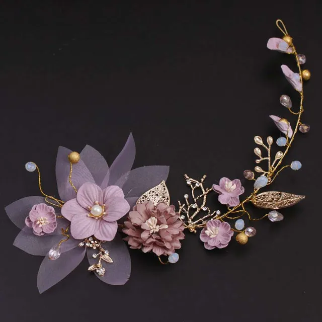 High end copper wire handmade pink flowers golden leaves 