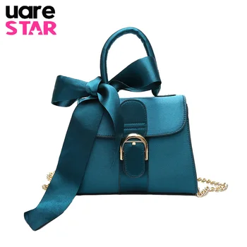 

Fashion bowknot lady handbag velvet women messenger bag brand designer chain belt tote bag for girls