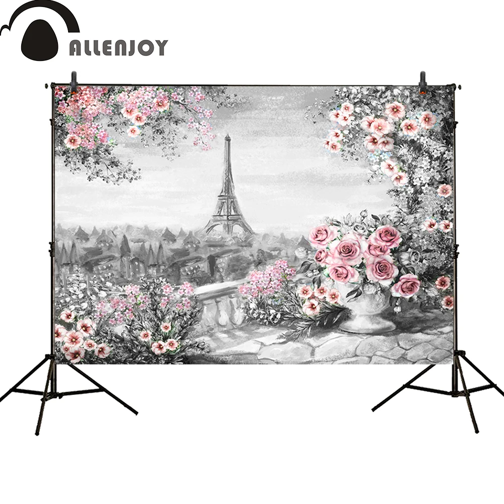 Allenjoy Latar Belakang Fotografi Paris Eiffel Tower Pink Floral