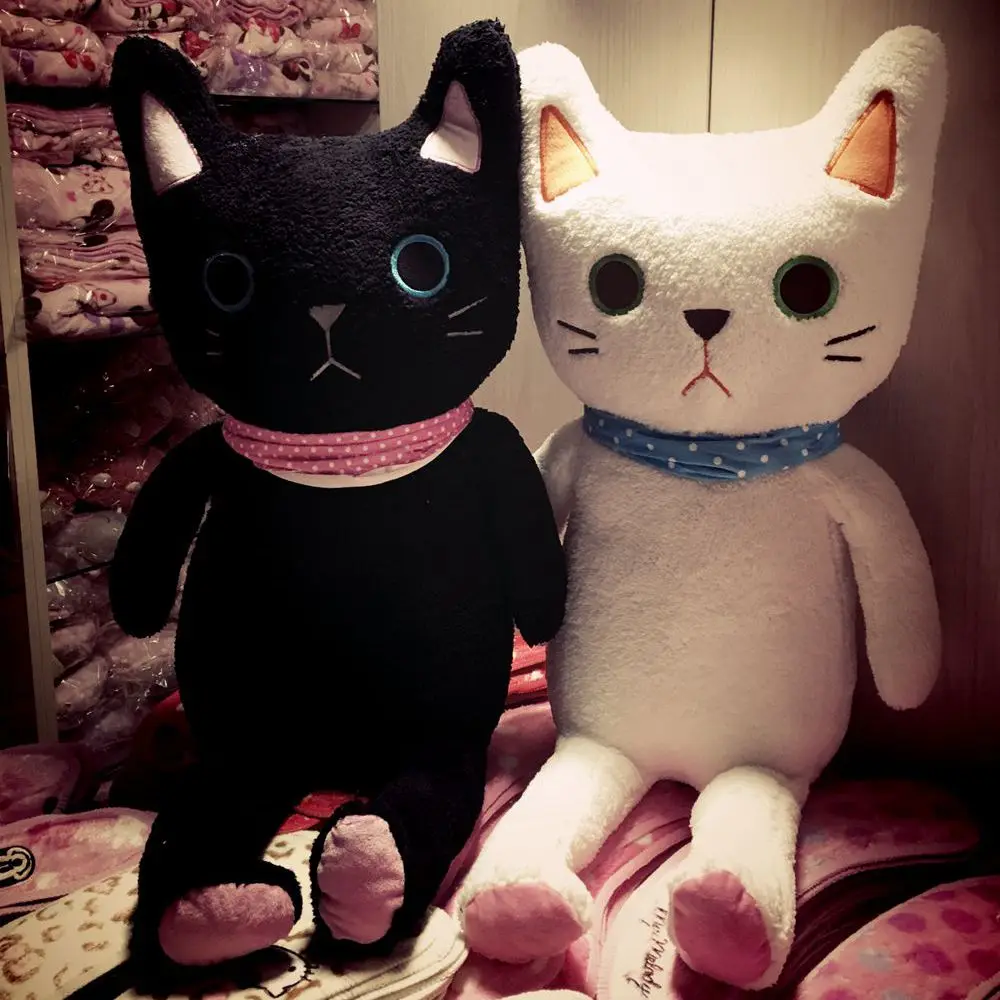 

Candice guo! cute plush toy cartoon Meow couple scarf cat black white kitten stuffed doll lover Valentine birthday gift 85cm 1pc