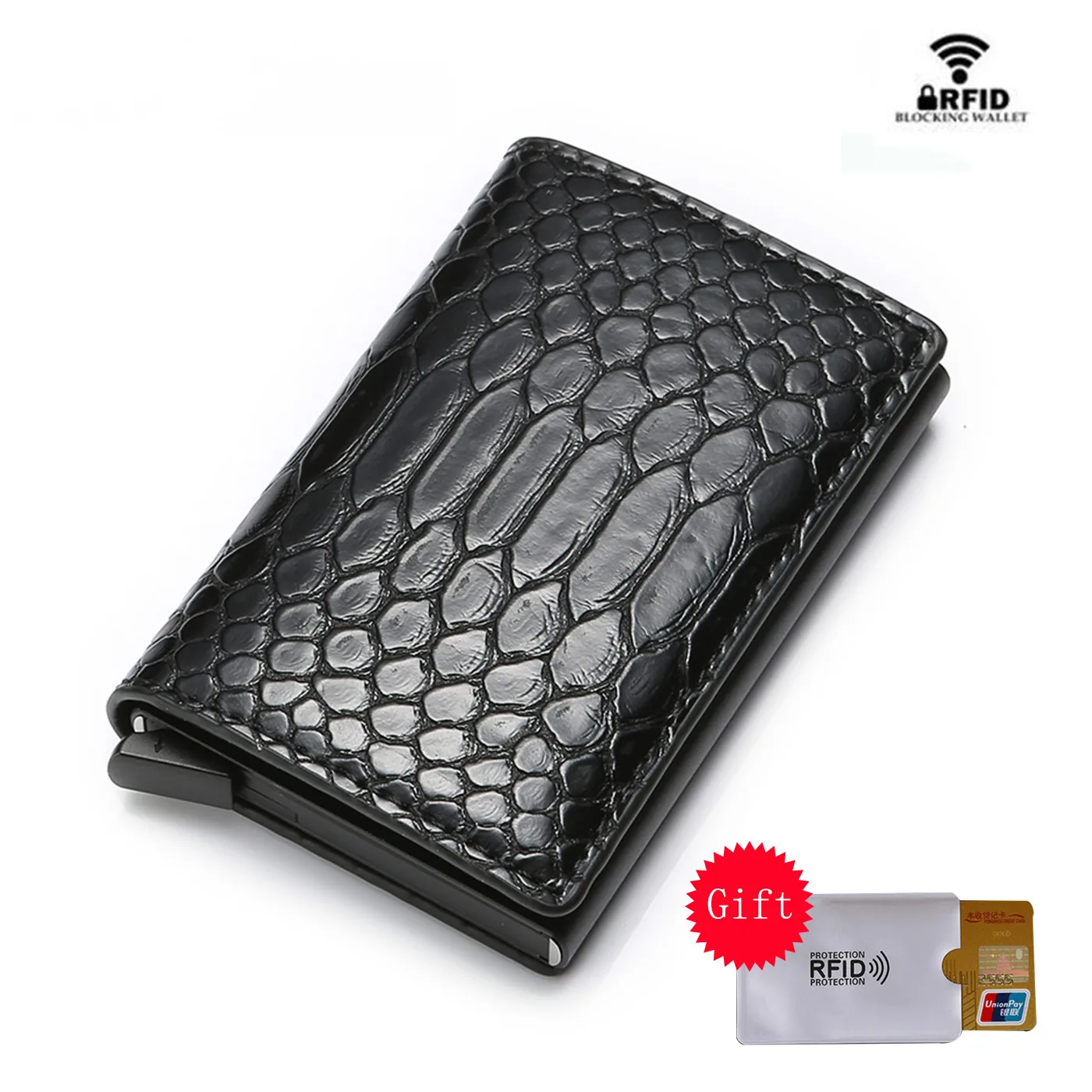 

RFID Wallets ID Card Holder PU Leather High Quality Suitcase Card Wallet Aluminum Box Slim Mini Business Card Wallets