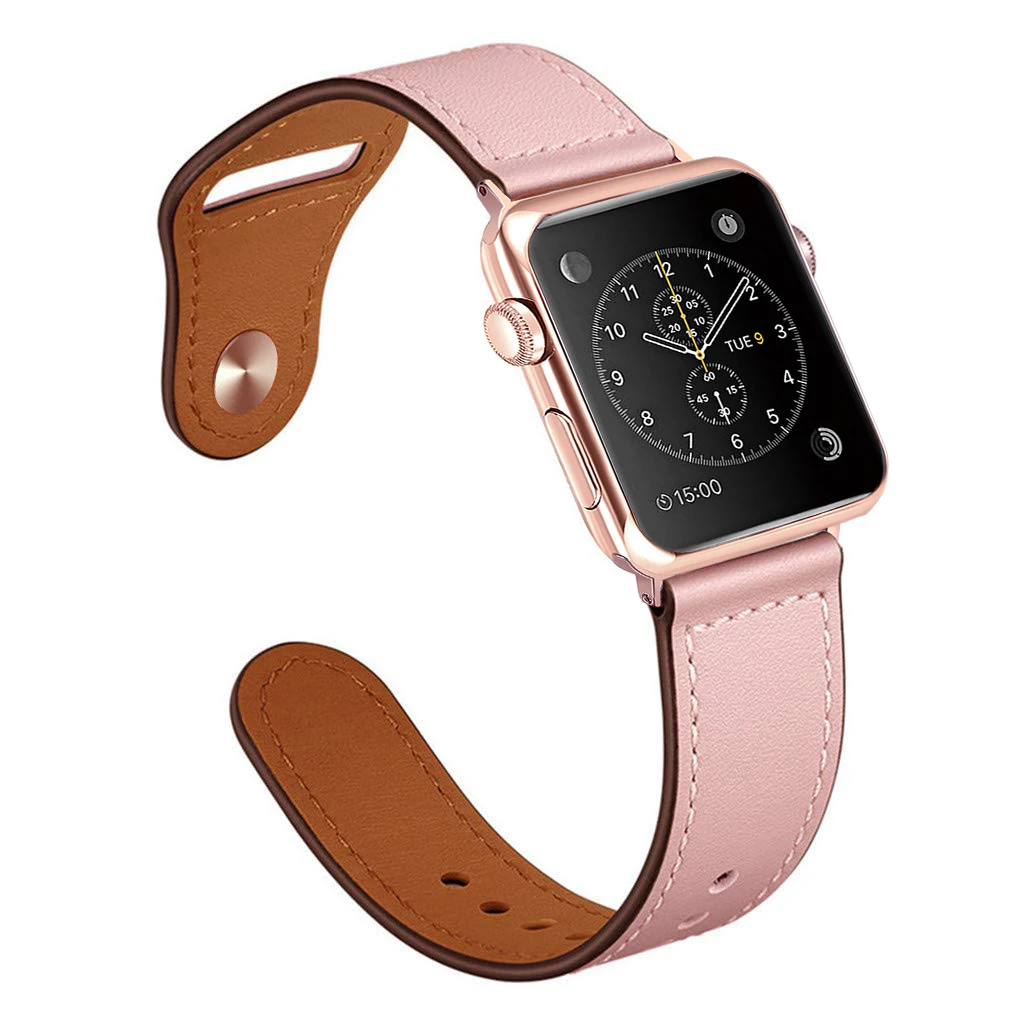 Кожаный ремешок для pulseira apple watch band 42 мм 38 40 44 спортивный высококачественный