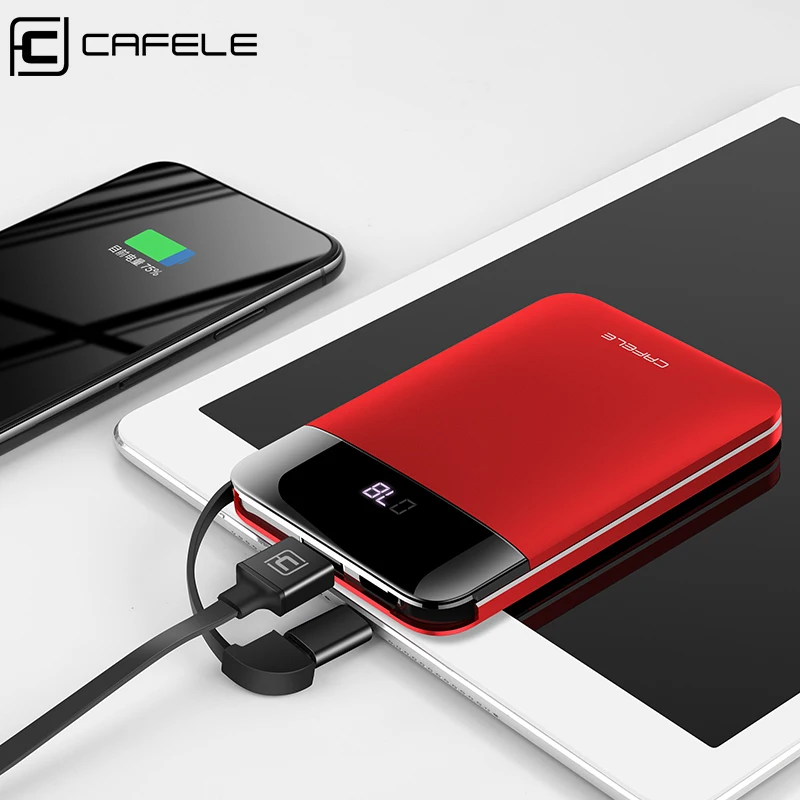 CAFELE Mini Power Bank Dual USB LED Display Portable External Battery Charger Powerbank For iphone X 8 samsung S9 huawei xiaomi