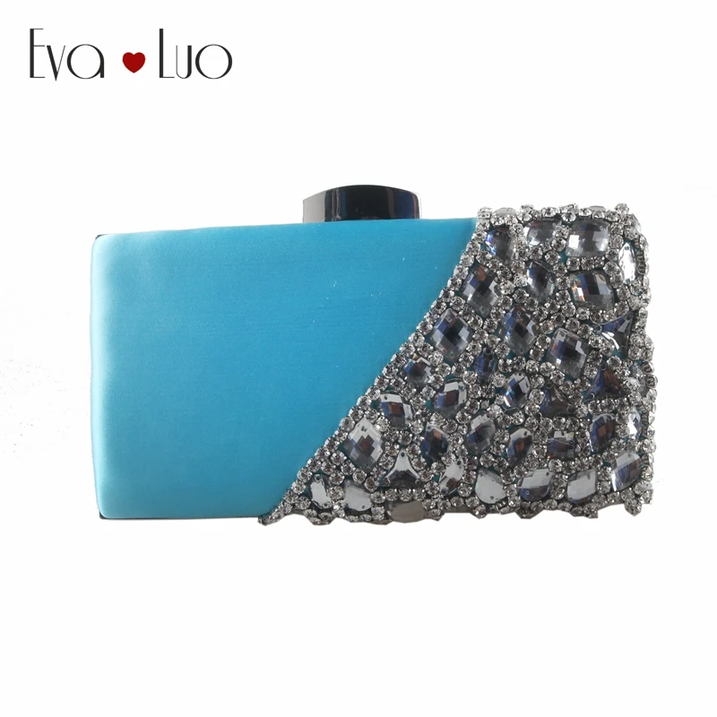 

EB746 Custom Made Sky Blue Crystal Evening Bag Clutch Bags Clutches Lady Wedding Purse Rhinestones Wome Handbags