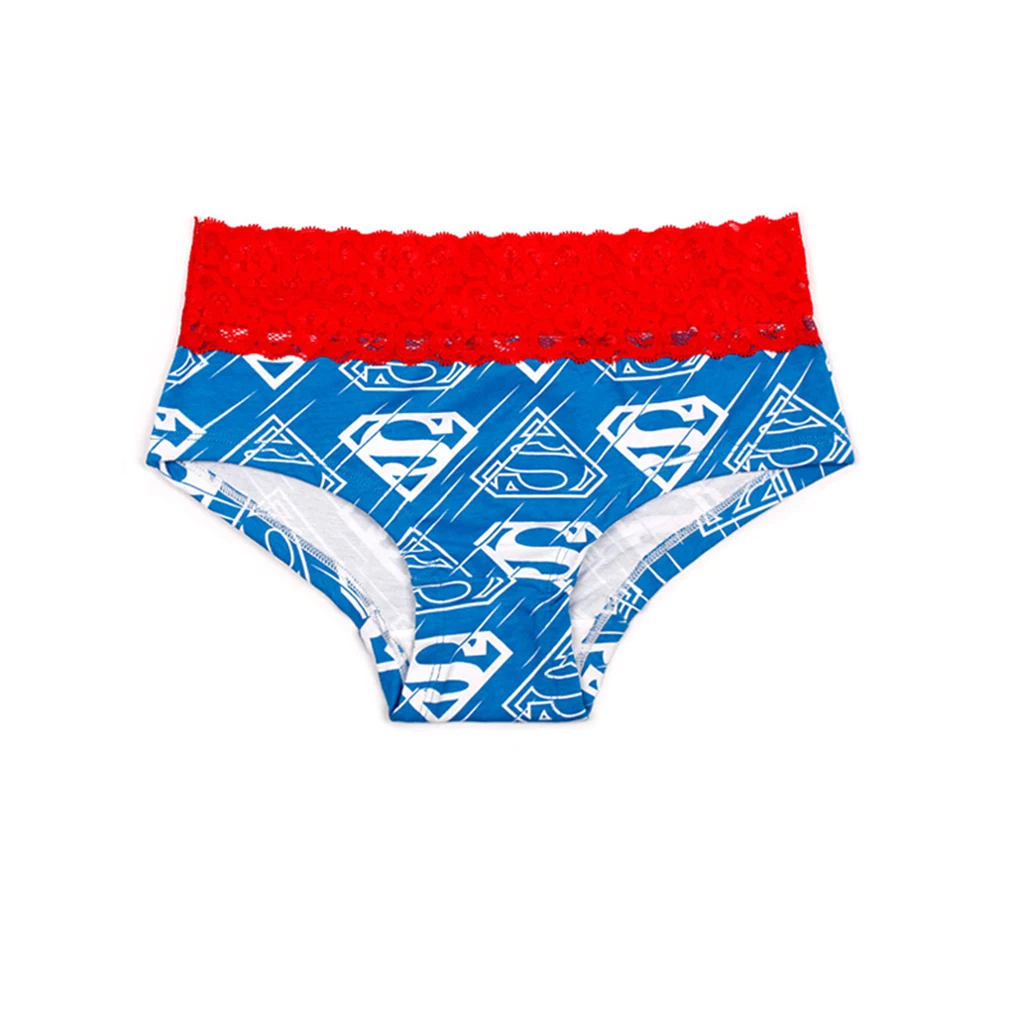 Man Boxers Sexy underpant Cotton Panties Shorts Cartoon Printing Superman Batman Lace Trim Women's Underwear Couple underwear - Цвет: Белый