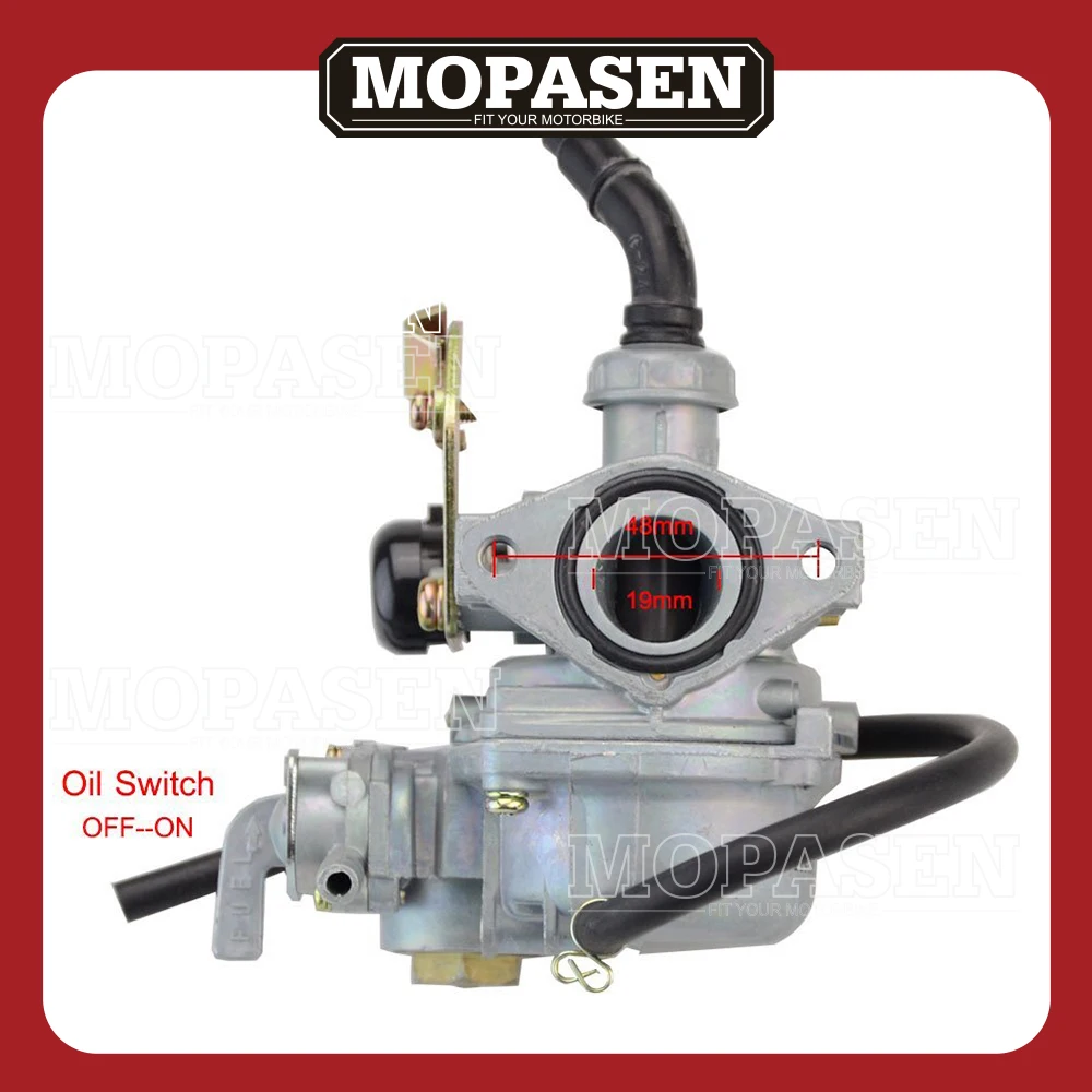 Motorcycle Accessories PZ19 Carburetor with Fuel Switch for 50CC 90CC
