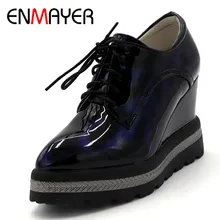 ENMAYER/женские оксфорды на плоской платформе с круглым носком; повседневная обувь на плоской подошве; женская обувь суперзвезды; высокое качество; Новинка года; модная обувь на плоской подошве