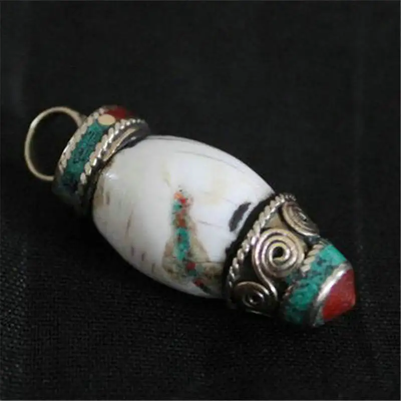 

TBP300 Nepal Old Naga Conch Shell Shuttle Amulets Pendants Tibetan Jewelry