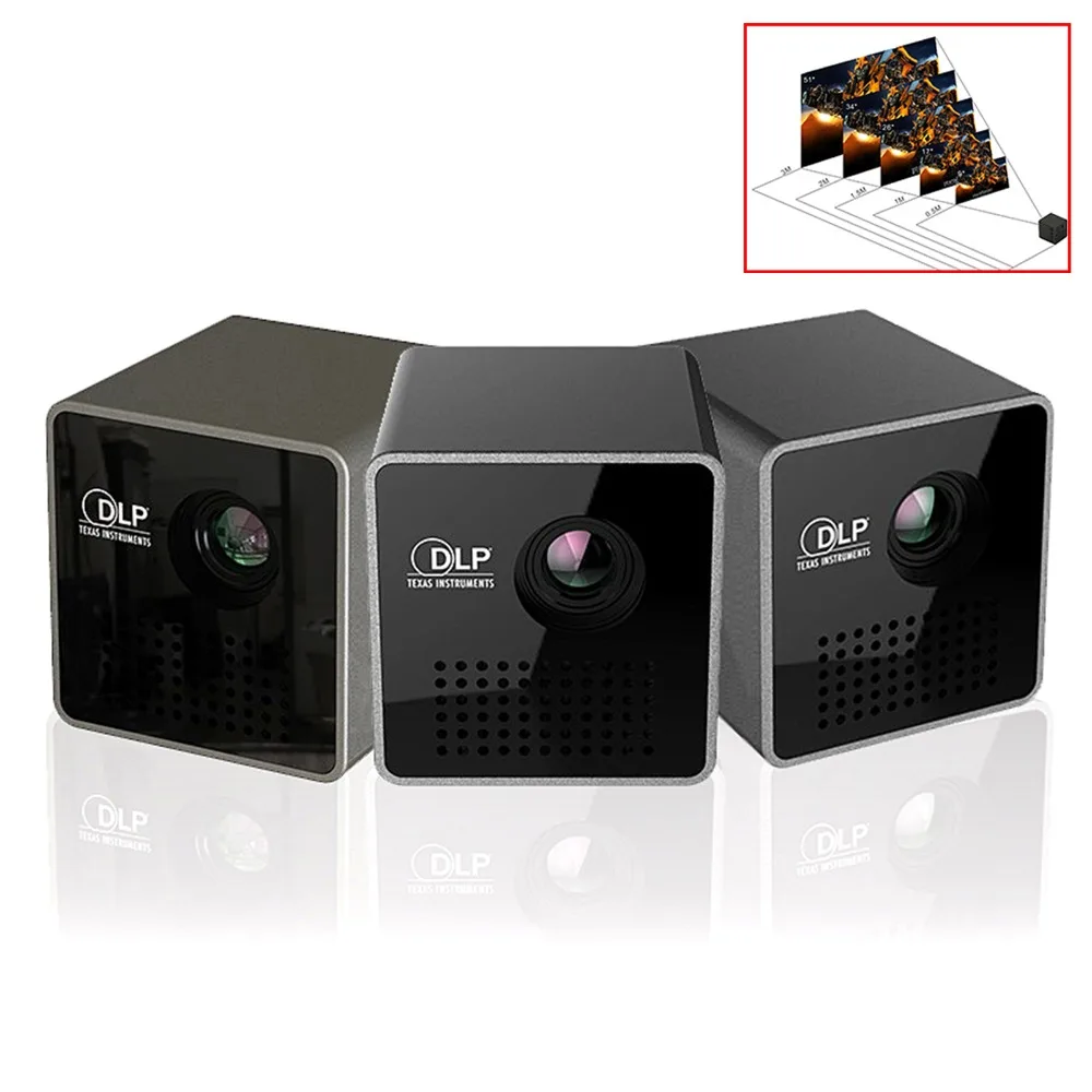 1pcs Multifunction USB Smart Beam Black P1+ Mini DLP Protable Mini Pico Laser Projector Black