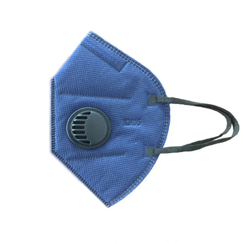 

5pcs KN95 blue color vertical folding nonwoven valved dust Activated carbon mask PM2.5 respirator mouth mask with valve