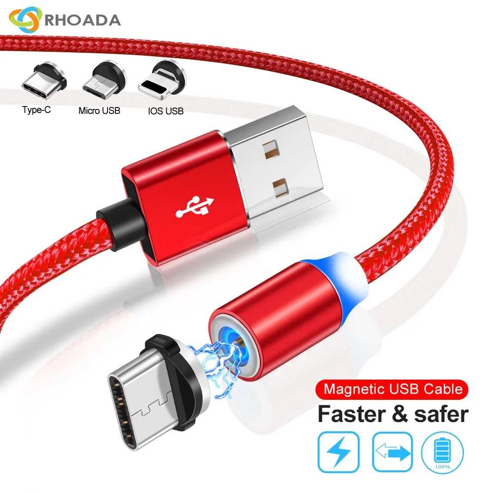 

RHOADA Fast Charger Magnetic Cable For iPhone XS XR X 7 6 Micro USB Type C Magnet Type-C Cable For Samsung Redmi Note Huawei P30
