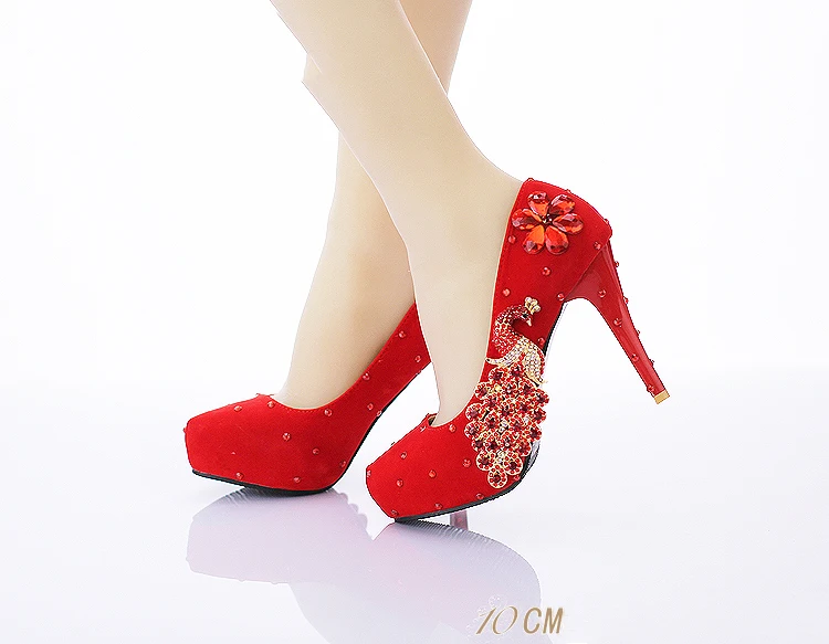32_2018 Spring Red Stiletto High Heeled Platform Pumps Wedding Pointed Bridal Shoes Online 14cm Hot Sale