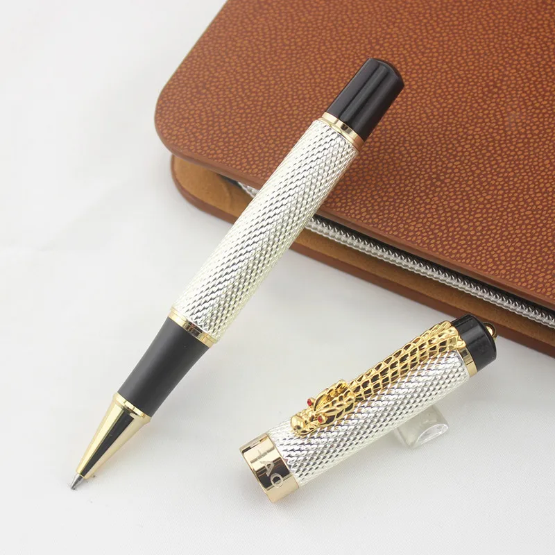 Pen com Caixa Jinhao Antiga Prata Chinês Dragão Oriental Rollerball Frete Grátis