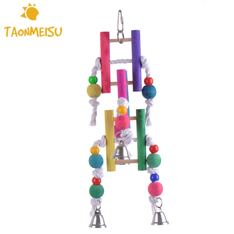 Colorful Pet Bird Wodden Climbing Ladder Climb Toys Parrot Rope Parrot chew toys cage hanging accessory