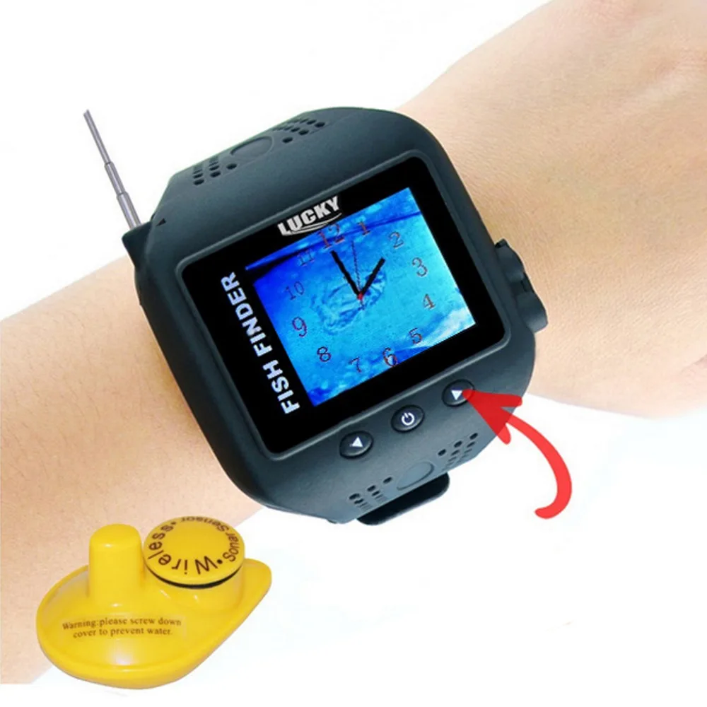 

FF-518 LUCKY Waterproof Watch Type Digital 1.77" TFT Colored Screen Wireless Fishfinder 200Feet (60Meters) Range with Clock Mode