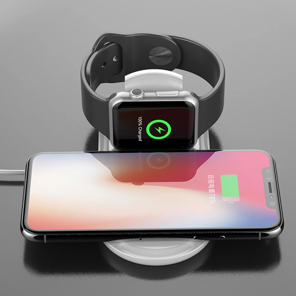 

2 in 1 Qi Wireless Fast Charger For Apple Watch 1 2 3 4 For iPhone XS Max XR X 8 Plus For xiaomi 9 8 redmi k20 Charging station