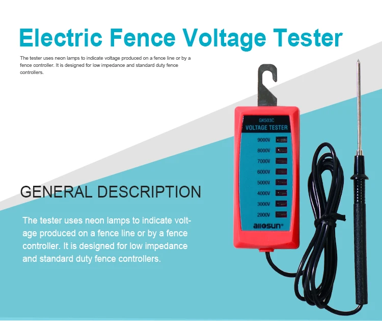 Карманный размер Электрический забор высоковольтный метр 2000-9000 в крюк Тип Ограждения инструмент светодиодный Аналоговый индикация модель все солнце GK503C