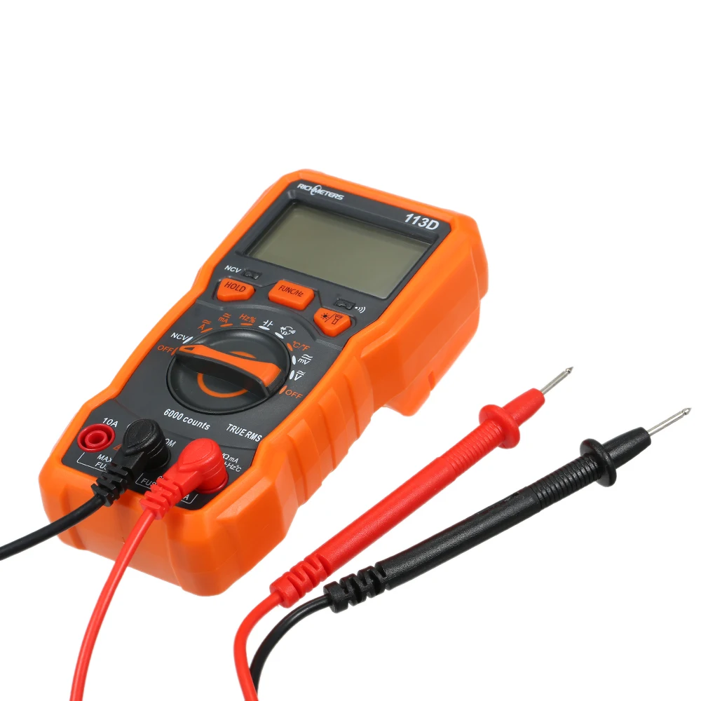 

Digital Multimeter RICHMETERS 6000 Counts Auto Ranging AC/DC Voltage Temperature Measuring Meter RM113D with Magnetic Suction
