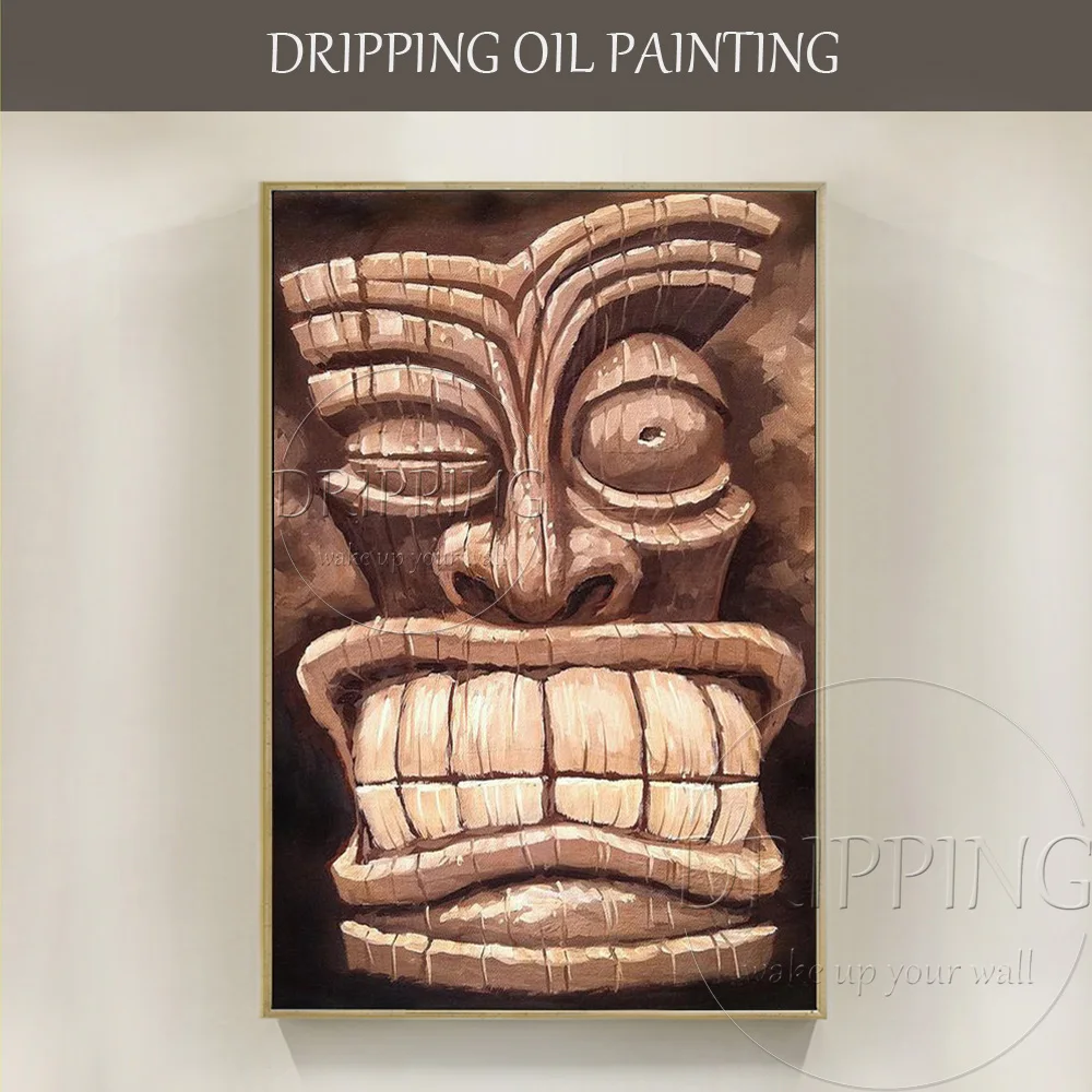 Free Shipping Artist Handmade High Quality Funny Freaky Tiki Man Oil  Painting Hand-painted Funny Figure Freaky Tiki Man Painting - AliExpress