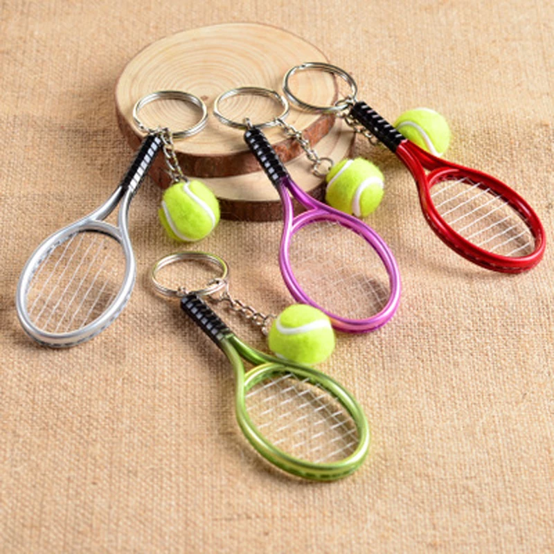 1 шт. мини металлическая Теннисная ракетка имитация игрушки сувенир ручной работы милый теннисный мяч брелок для косплея ключ спортивный