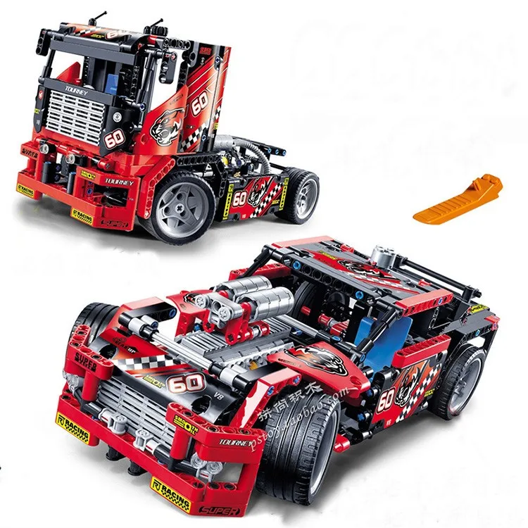 

608pcs Race Truck Car 2 In 1 Transformable Model Building Block Sets DIY Toys