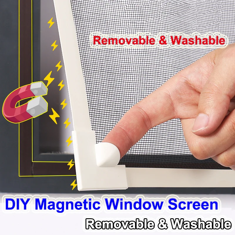 

Adjustable DIY Customize Magnetic Window Screen windows for Motorhomes Removable Washable Invisible Fly Mosquito Screen Net Mesh
