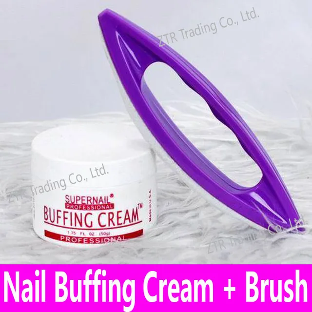 1set Nail Art Buffing Cream 50g + Wax Polishing Brush Nail Varnishing
