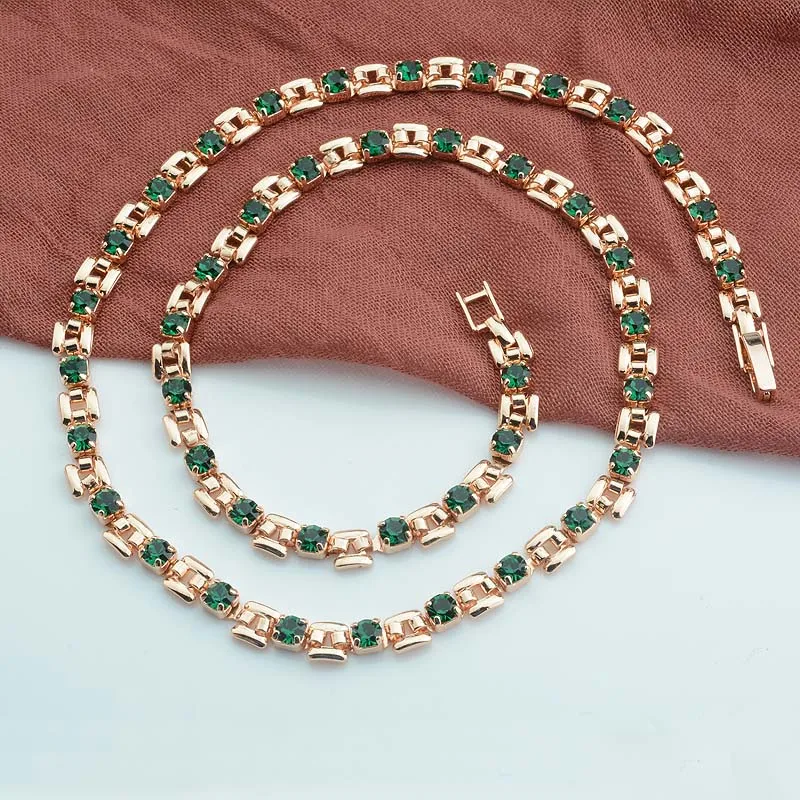 5 мм 8 цветов 50 см женские 585 розовое золото цвет цепи кубический циркон белый зеленый Stonet ожерелье - Окраска металла: green