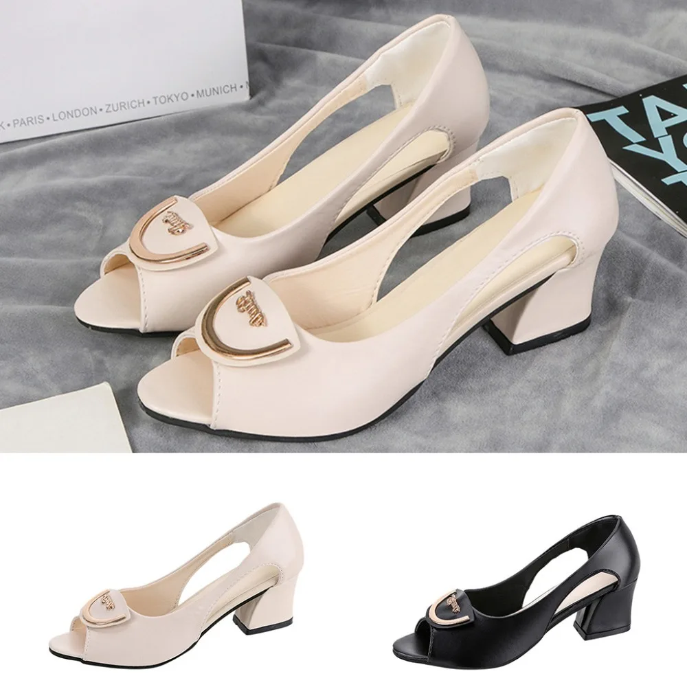 

Women's Fashion Casual Slip On Peep Toe Square Heel Work Shoes High Heel Sandals Women's Casual Genuine Leather Shoes boots