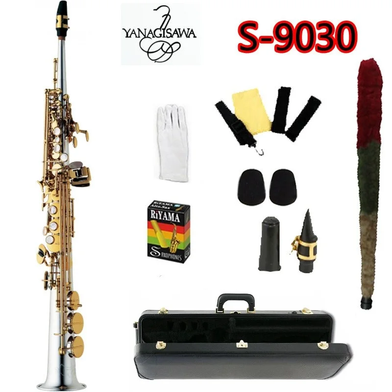 

YANAGISAWA S-9030 B Tone Soprano Saxophone High quality silver plating Sax Gold Key Professional Mouthpiece With Case