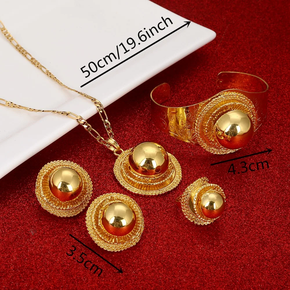 جديد مجموعات مجوهرات الزفاف الاثيوبية القلائد سوار...