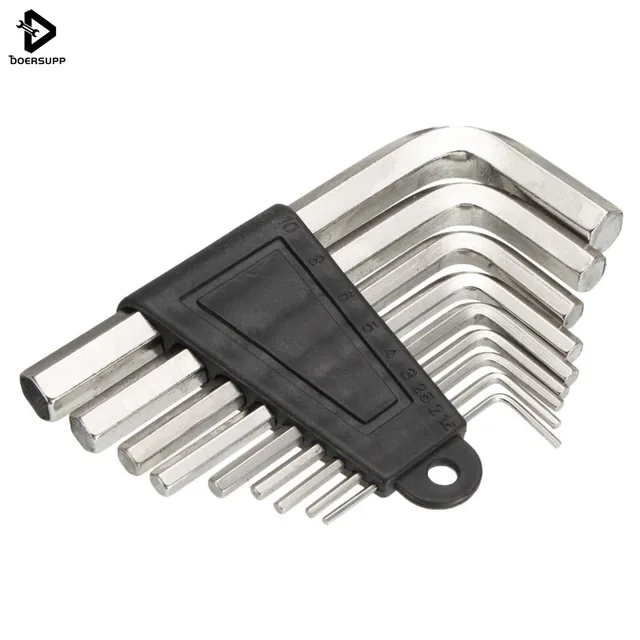 9Pcs Metric Combination Hex Key  Metric Allen Ball Point Wrench Set 1.5mm to 10mm  Industrial Spanner Torque Key Hand Tool