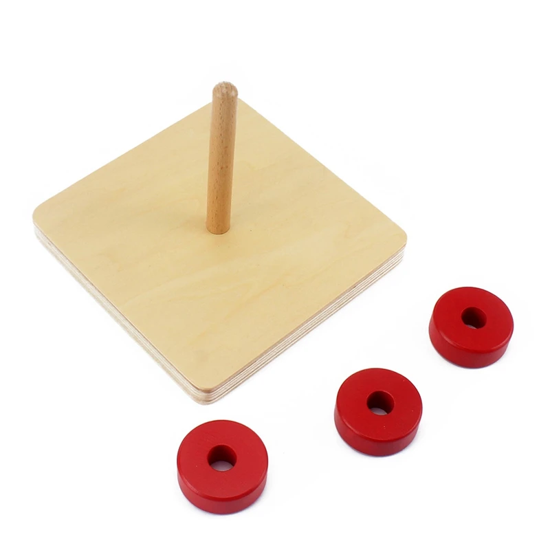 Toddlers Montessori Teaching Toy Wood Red Circle Cylinder Socket Kids Toy Baby Educational Preschool Training Brinquedos Juguets