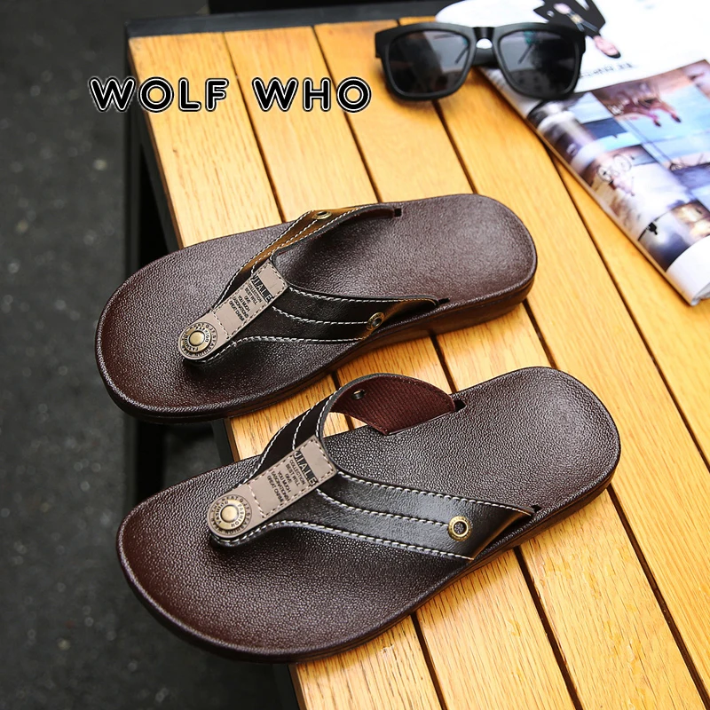 

WOLF WHO 2019 Summer Men Flip Flops Male Slippers Man Casual Shoes Fashion Non-slip Slippers Beach Sandals Tenis Masculino A-016