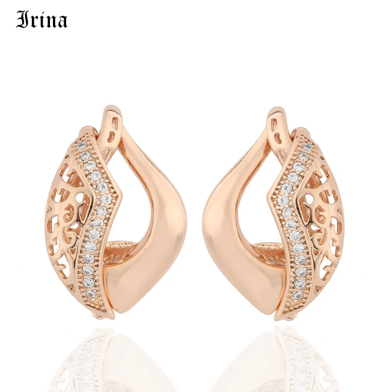 Серьги капли Irina 585 покрытые розовым золотом Элегантные Очаровательные стильные
