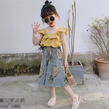 Mihkalev/летний комплект для маленьких девочек, г. Модные комплекты одежды для маленьких девочек Топы+ юбка, детский спортивный костюм из 2 предметов комплекты одежды для детей