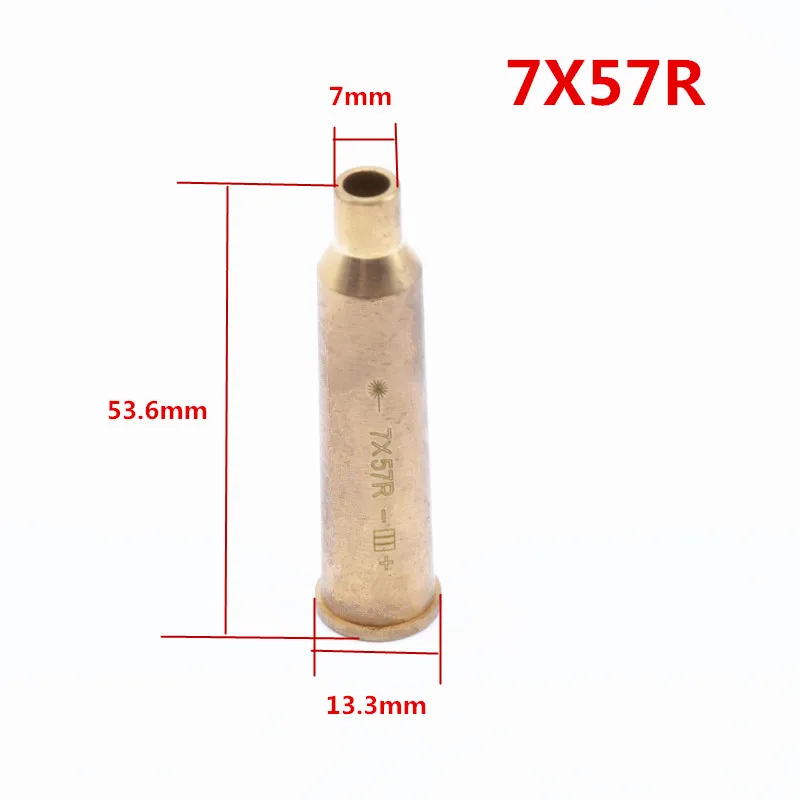 Лазерный латунный медный boresight CAL 7 мм 38 303 30 12GA 8X57JRS 223 картридж Диаметр sighter для регулировки прицела охоты - Цвет: 7X57R