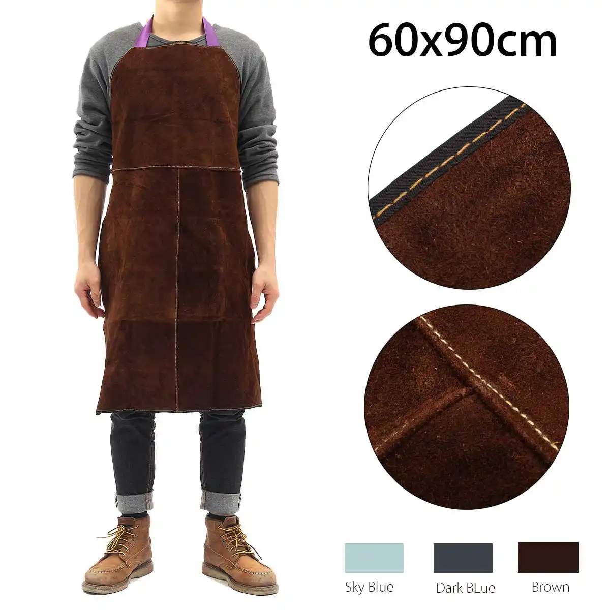 

Safurance for Welders Apron Heat Resistant Welding Equipment Heat Insulation Protection Cow Leather Apron Workplace Safety