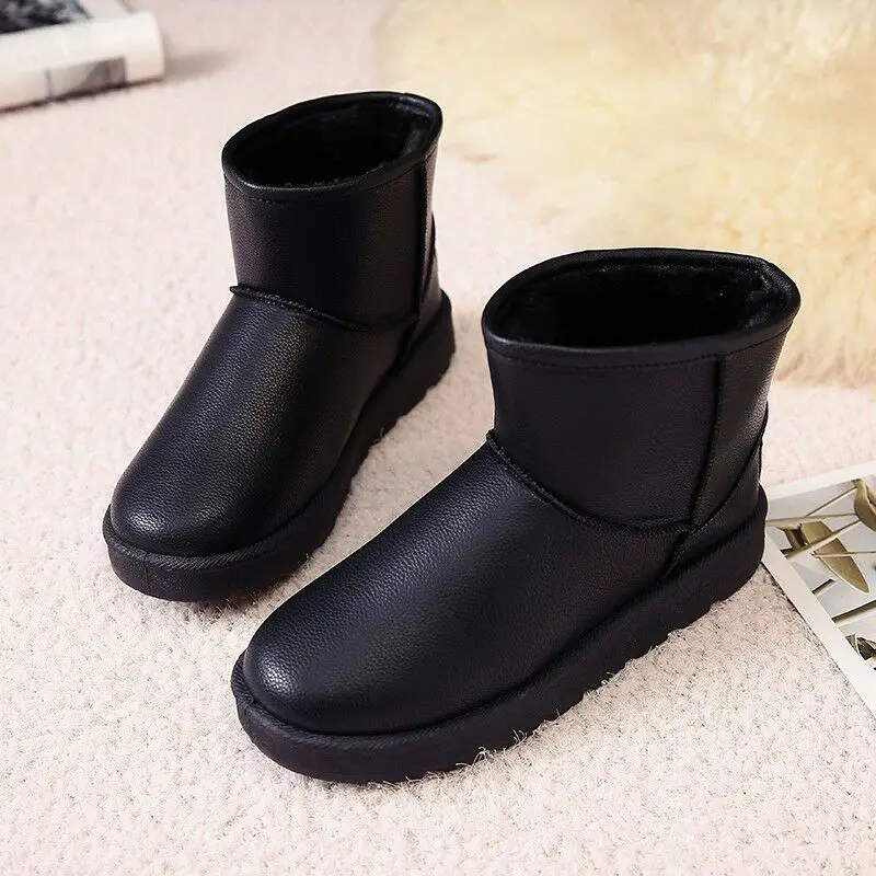 

waterproof genuine cowhide leather snow boots Wool Women Boots Warm winter shoes for women botas mujer boots for women