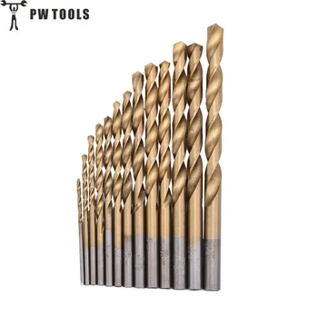

PW TOOLS 13Pcs/Set Mini Twist Drill Bit HSS Plating Titanium Saw Set Metric System Woodworking Metal Platic Drilling Tools