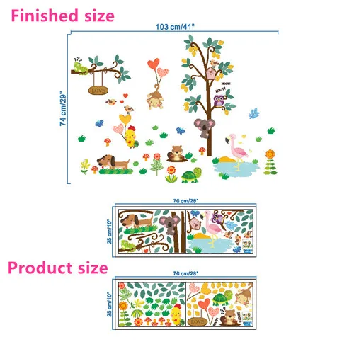 Лес Животные Дерево наклейки на стену для детской комнаты Обезьяна Сова джунгли дикие дети настенные наклейки Детская Спальня Декор Плакат Фреска - Цвет: 176