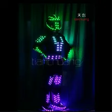 TC-158 Programm led clothes ballroom robot led costume women stage party dance wears dj club colorful suit helmet model dresses