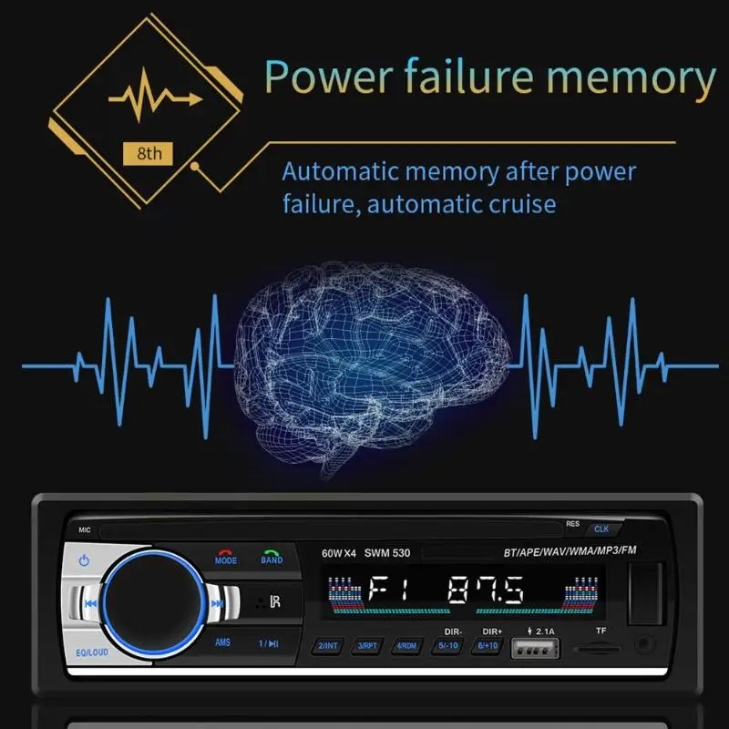 SWM 530 автомобильный аудио MP3 музыкальный плеер радио в тире Bluetooth 4,0 Двойной USB AUX головное устройство с пультом дистанционного управления автомобильный Viedo плеер