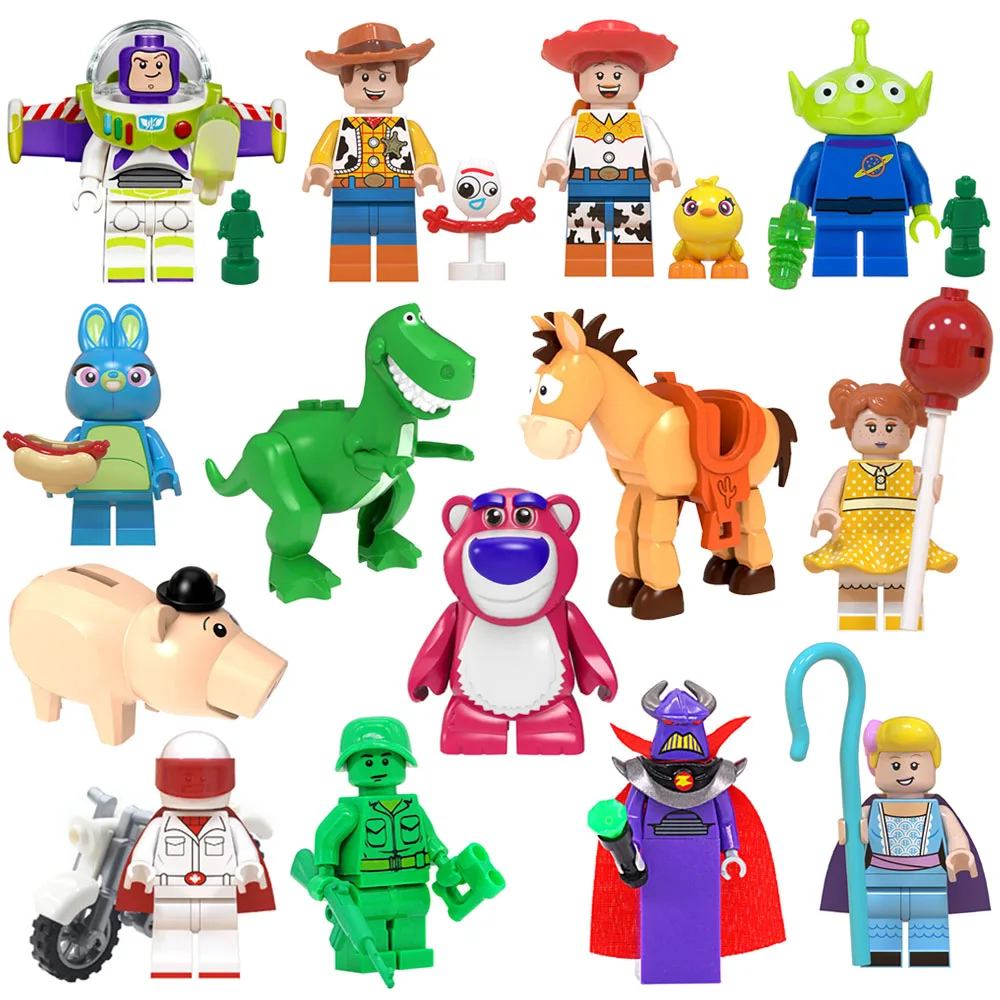 

Toy Story 4 Mini Toy Action Figure Woody Buzz Lightyear Jessie Alien Docky Bo Peep Gaby Baby Duke Caboom Building Block Brick