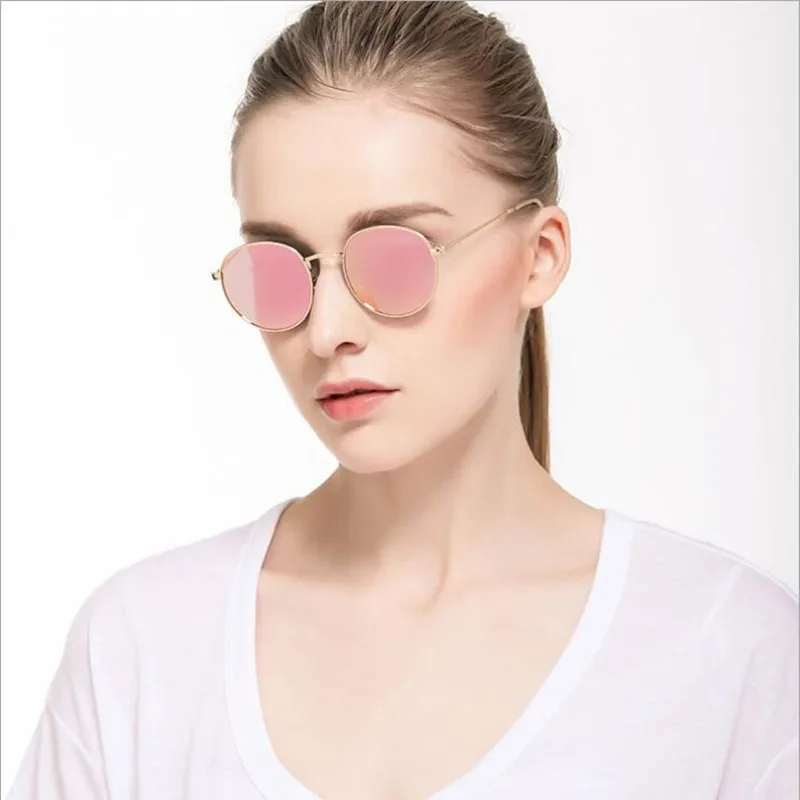 Ретро Круглые Солнцезащитные очки женские брендовые дизайнерские солнечные очки для женщин зеркальные солнечные очки сплав женские oculos de sol
