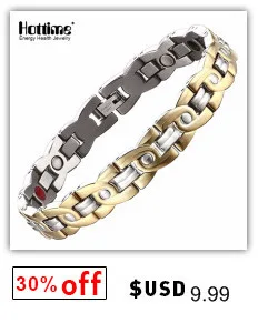 Hottime Health Energy Magnetic Ion Germanium Bracelet Men Pulseras Hombre Chain Link Stainless Steel Bracelet Bangle Women Men