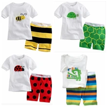 Детские летние пижамы; комплект одежды для сна с принтом пчелы и черепахи; Хлопковая пижама с короткими рукавами; милые пижамы для мальчиков; Детский костюм